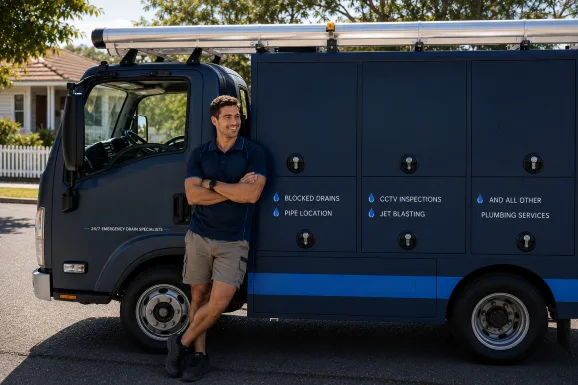 Our plumber with the service van on a Thornleigh job