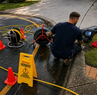 Repairing a burst drain pipe at a Thornleigh home